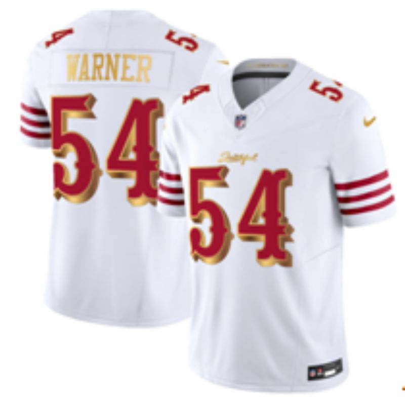 Men 2025 San Francisco 49ers #54 Warner white gold Limited Nike NFL Jersey style 0131